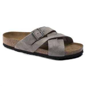 Unisex Lugano Suede Leather Sandal in Stone Coin