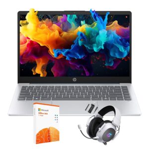 HP 14" HD Display Laptop -AMD Athlon Silver 7120U Processor, 4GB RAM, 128GB eMMC Storage, WiFi 6 - Fast & Lightweight, w/ Mytrix Accessories, 12-month Microsoft 365, Moonlight Blue, Windows 11 S