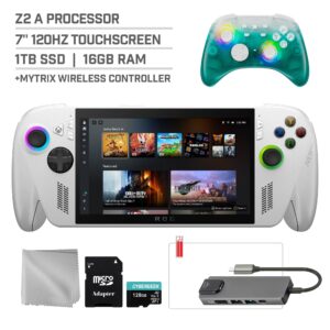 ASUS ROG Xbox Ally 1TB SSD AMD Ryzen Z2 A CPU Gaming Handheld 7-inch Touchscreen 120Hz, Mytrix Black Ice Wireless Pro Controller, Hub, 128GB MicroSD Card, 5 Accessories: 6 in 1 Bundle