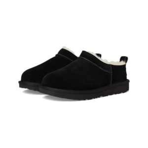 Kids UGG Classic Micro 1174410K-BLK Slipper Black Suede Faux Fur Slip On GUG169