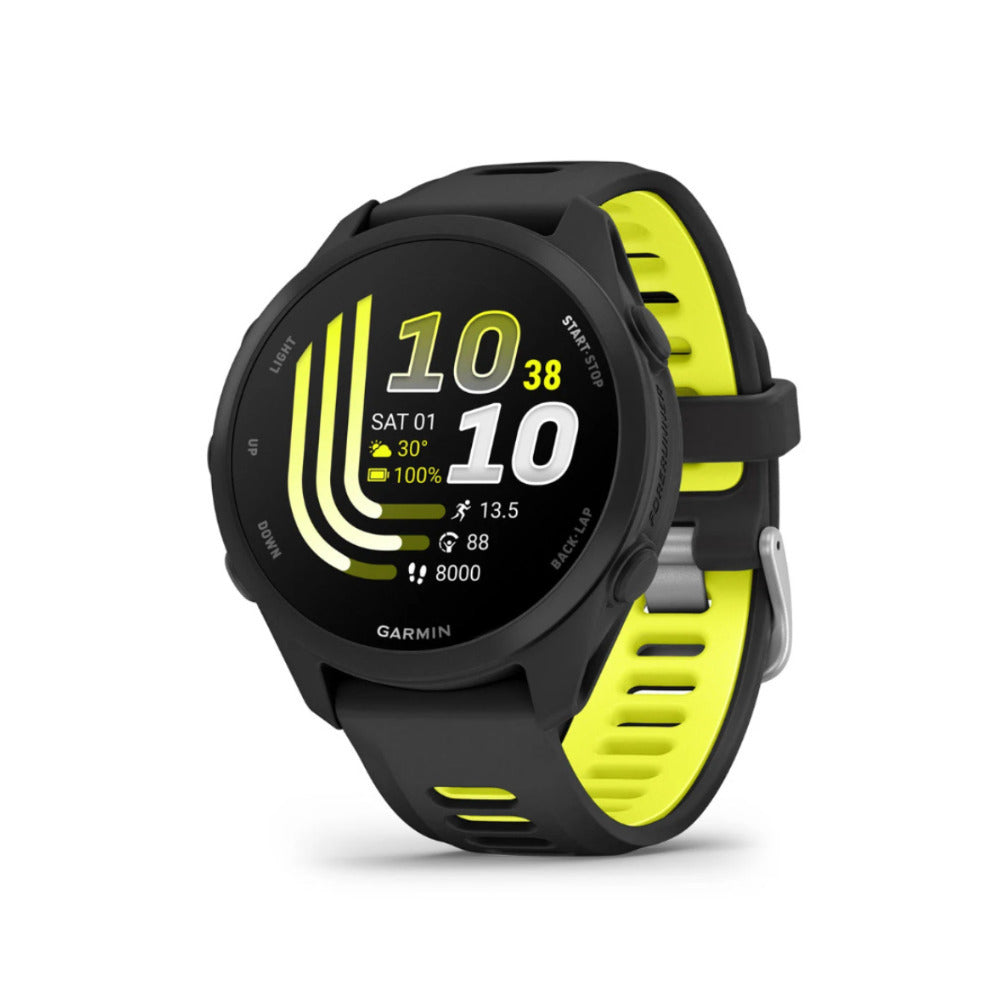 Garmin Forerunner 170 AMOLED GPS Running Smartwatch (Black/Yellow) Bundle with T710 Earbuds - Image 2