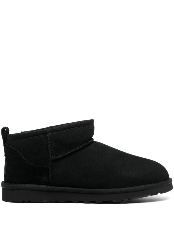 Black Classic Ultra Mini Plush Lined Leather Ankle Boots