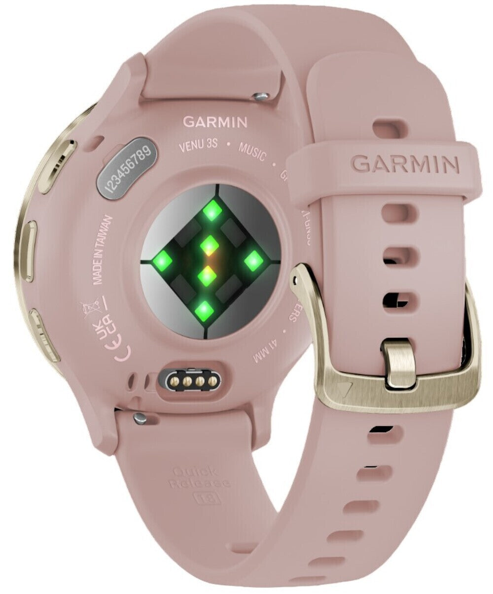 Garmin Venu 3S Smartwatch (Soft Gold/Dust Rose) with Charging Stand and Port Plugs - Image 9