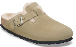 Women's Boston Suede Shearling Clogs In Taupe
