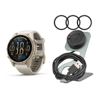 Garmin Fenix 8 AMOLED 43mm GPS Smartwatch (Soft Gold and Fog Gray-Dark Sandstone) Bundle
