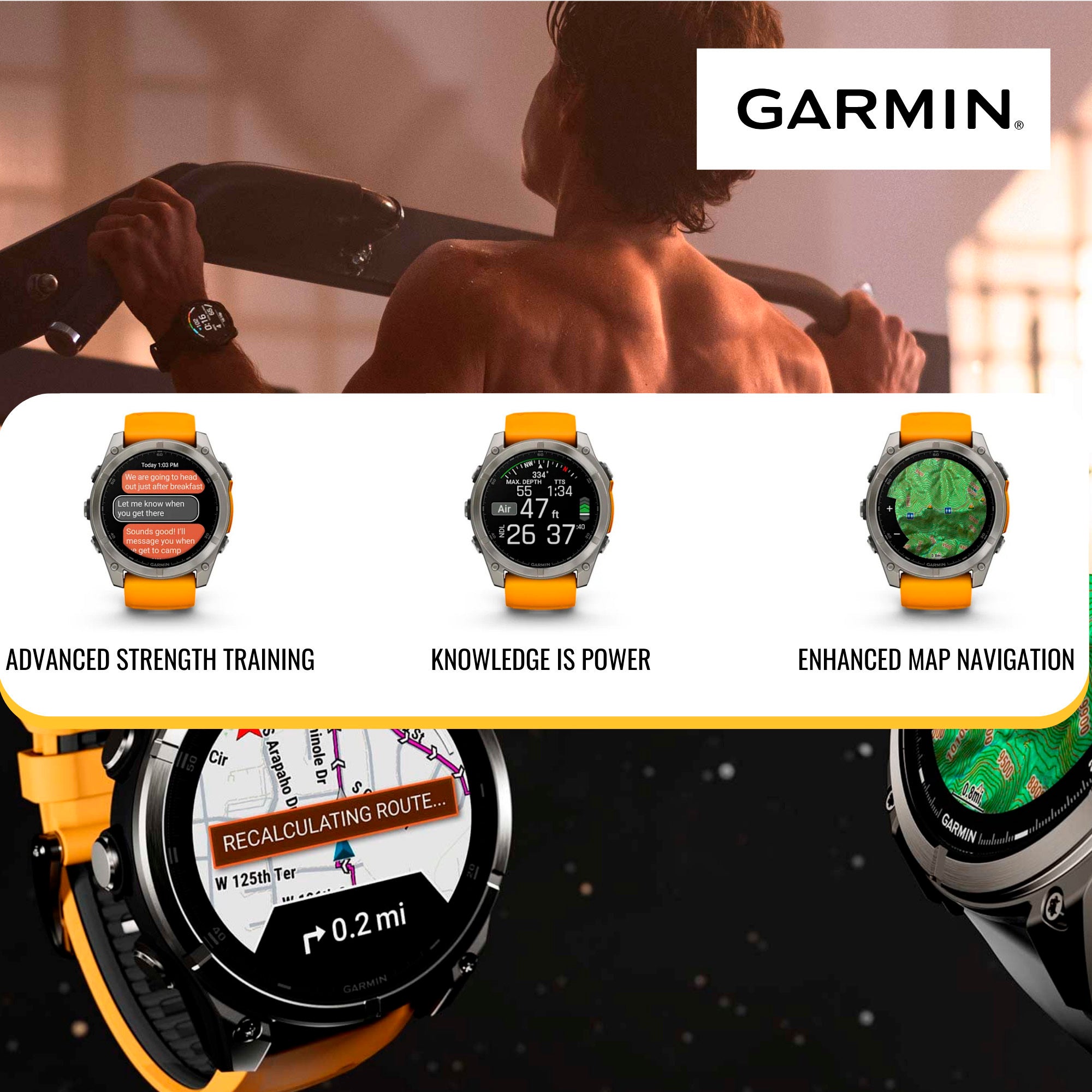 Garmin Fenix 8 Sapphire 47mm GPS Smartwatch (Spark Orange and Graphite) with Hard Case Bundle - Image 3