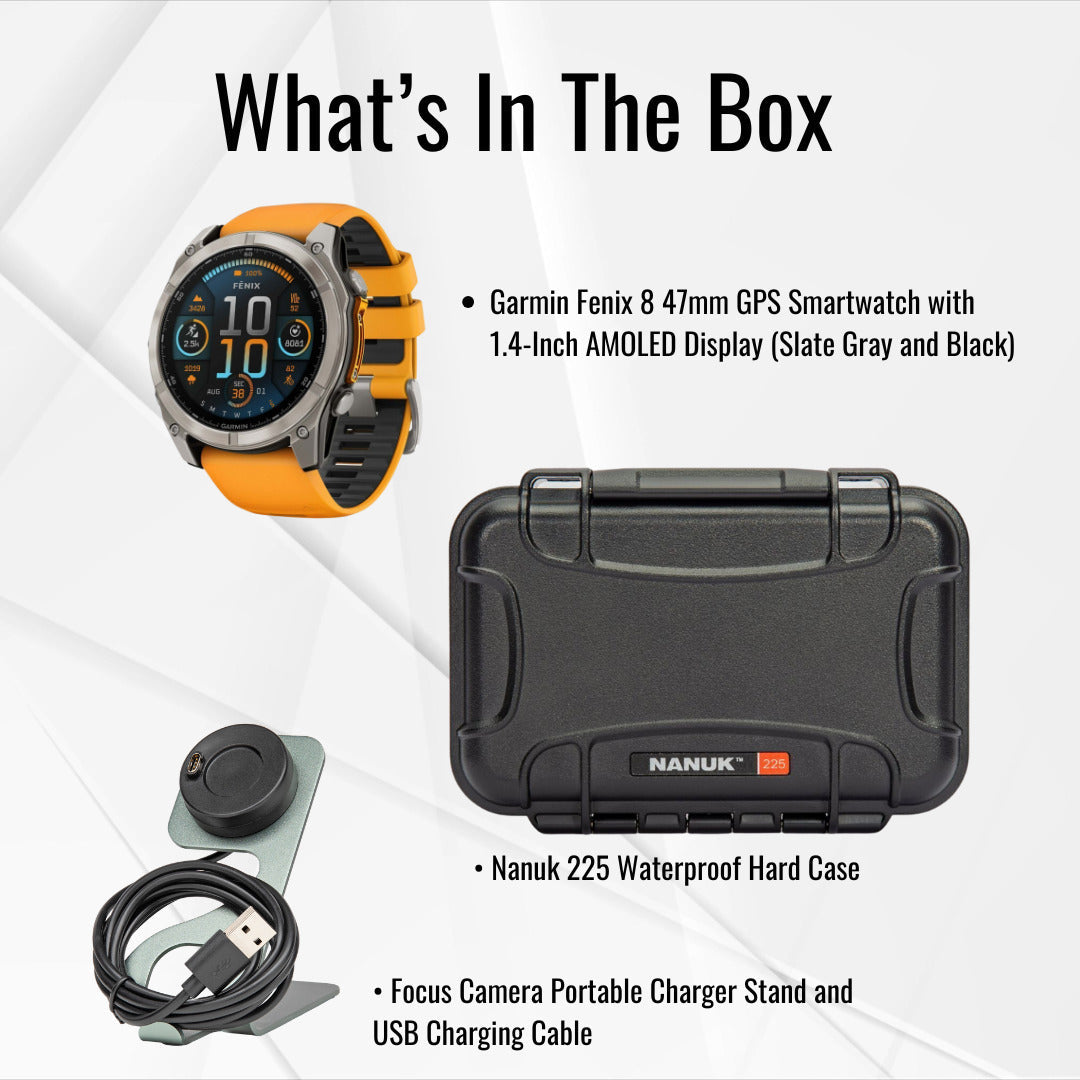 Garmin Fenix 8 Sapphire 47mm GPS Smartwatch (Spark Orange and Graphite) with Hard Case Bundle - Image 6