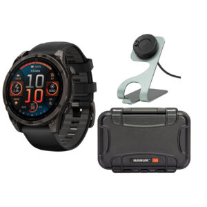 Garmin Fenix 8 AMOLED Sapphire 47mm GPS Smartwatch (Black and Pebble Gray) with Hard Case Bundle