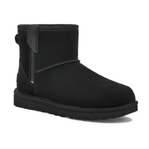 Women's UGG Classic Mini Bailey 1151230-BLK 5 Black Suede Wool Zip Boots KHD1928