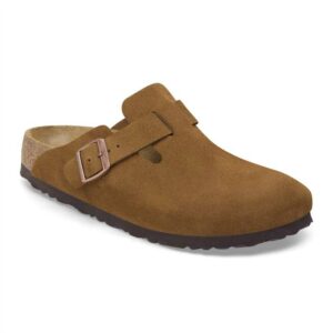 Unisex Boston Suede Narrow Leather Clogs In Mink