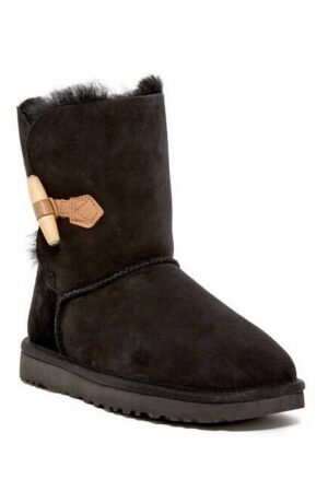 Sheepskin Keely Toggle Ankle Boots Fur Lined In Black