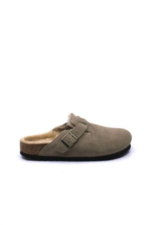 Women's Boston Shearling Clog - Narrow In Taupe