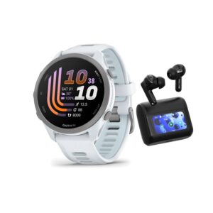 Garmin Forerunner 170 AMOLED GPS Running Smartwatch (Whitestone/Blue) Bundle with T710 Earbuds