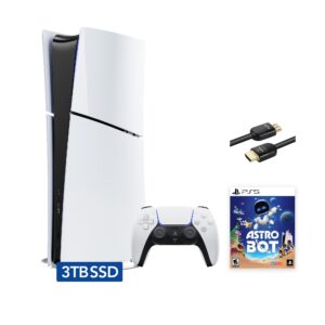2025 New PlayStation 5 Slim Upgraded 3TB Disc Edition ASTRO BOT Bundle and Mytrix 8K HDMI Ultra High Speed Cable - White, Slim PS5 3TB PCIe SSD Gaming Console