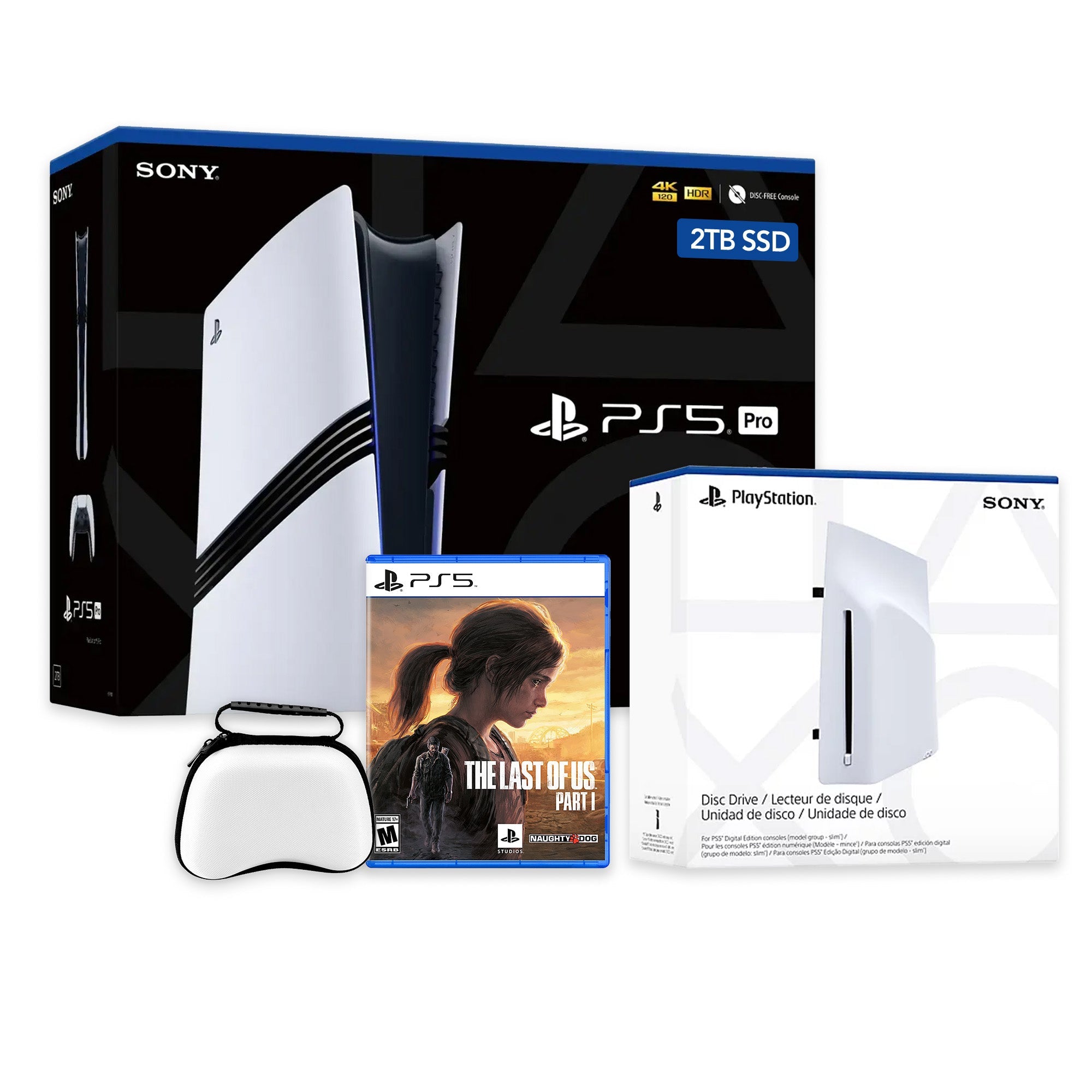 PlayStation 5 Pro 2TB SSD Console with Disc Drive, Wireless Controller and Case, The Last of Us Part I - CFI-7019 PS5 Pro