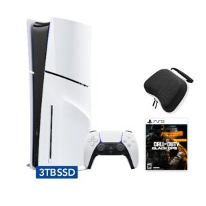 2025 New PlayStation 5 Slim Upgraded 3TB Disc Edition Call of Duty: Black Ops 6 Bundle and Mytrix Controller Case - White, Slim PS5 3TB PCIe SSD Gaming Console