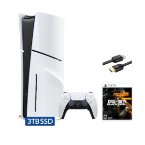 2025 New PlayStation 5 Slim Upgraded 3TB Disc Edition Call of Duty: Black Ops 6 Bundle and Mytrix 8K HDMI Ultra High Speed Cable - White, Slim PS5 3TB PCIe SSD Gaming Console