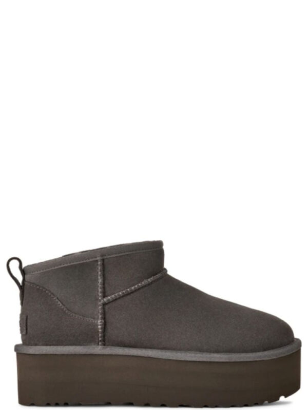 Grey Ultra Mini Platform Suede Ankle Boots