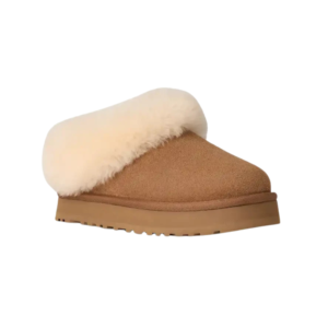 Kids UGG Tazzelle 1171198Kâ€‘CHE Slippers Chestnut Suede Sheepskin Collar GUG141