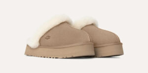 Women's UGG Disquette 1122550-SAN Slippers Sand Suede Sheepskin Platform GUG234