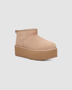 Women's UGG Classic Ultra Mini 1135092-SAN Platform Boots Sand Suede Comfort Ankle