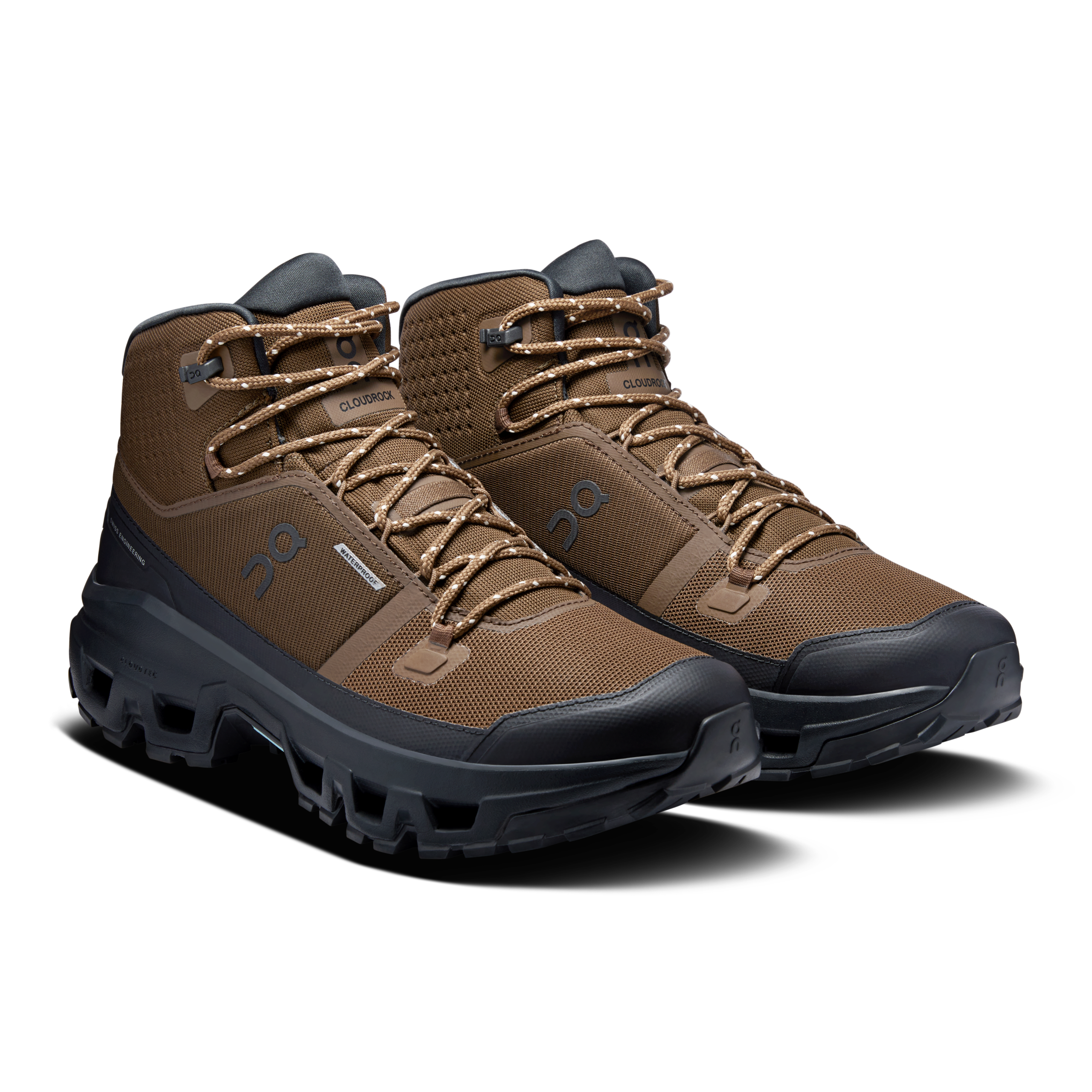 On Running Men's Cloudrock Mid Waterproof Shoes - Earth / Black - Image 2