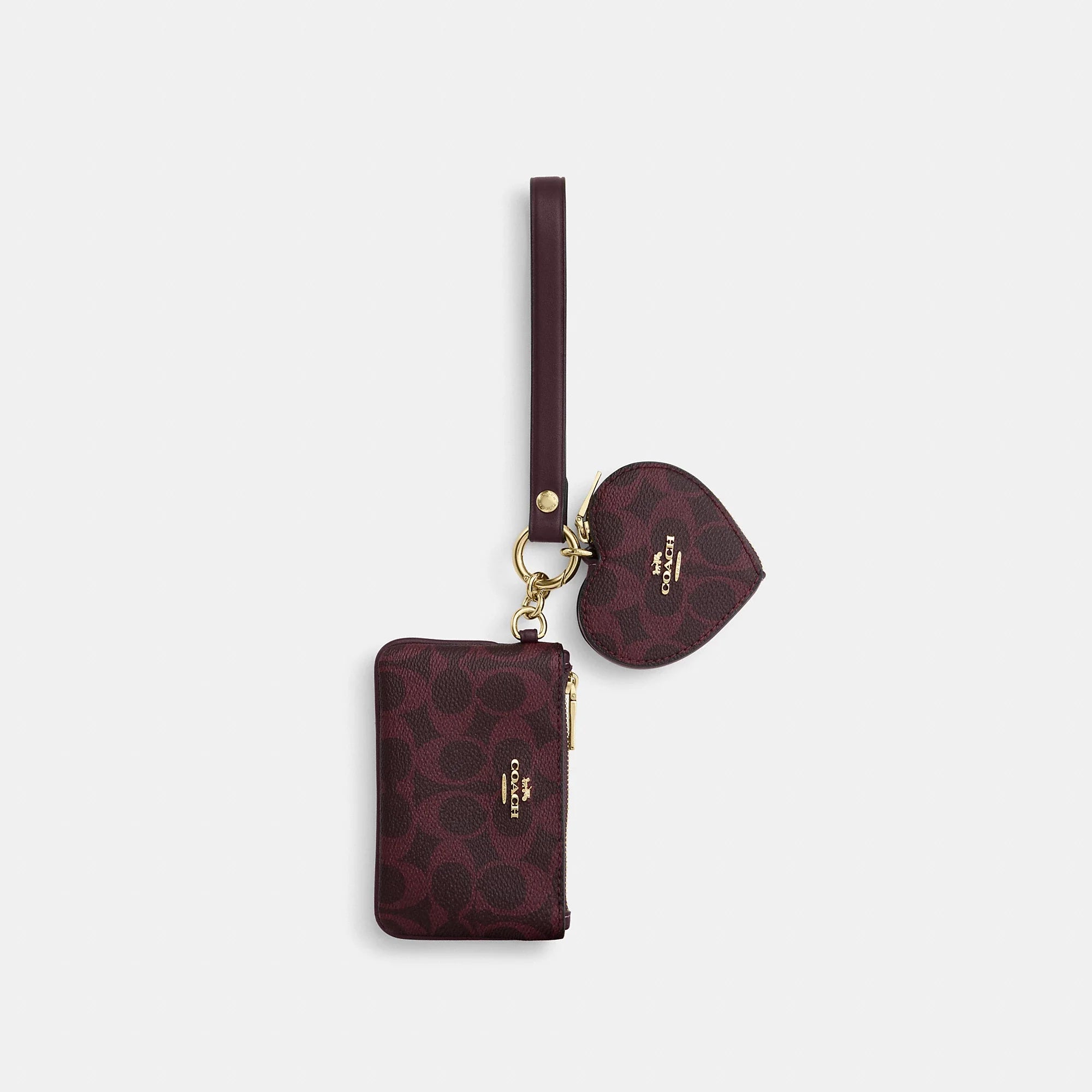 Coach Outlet Wristlet And Heart Pouch In Signature Canvas