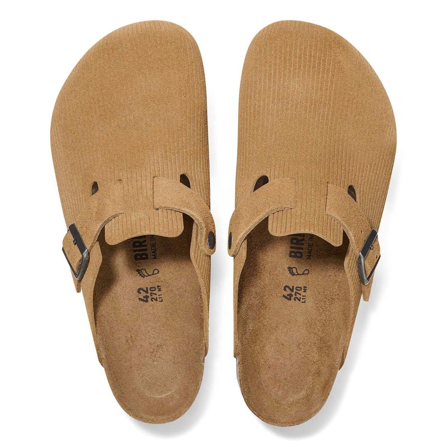 Unisex Boston Clogs In Corduroy Cork Brown - Image 2