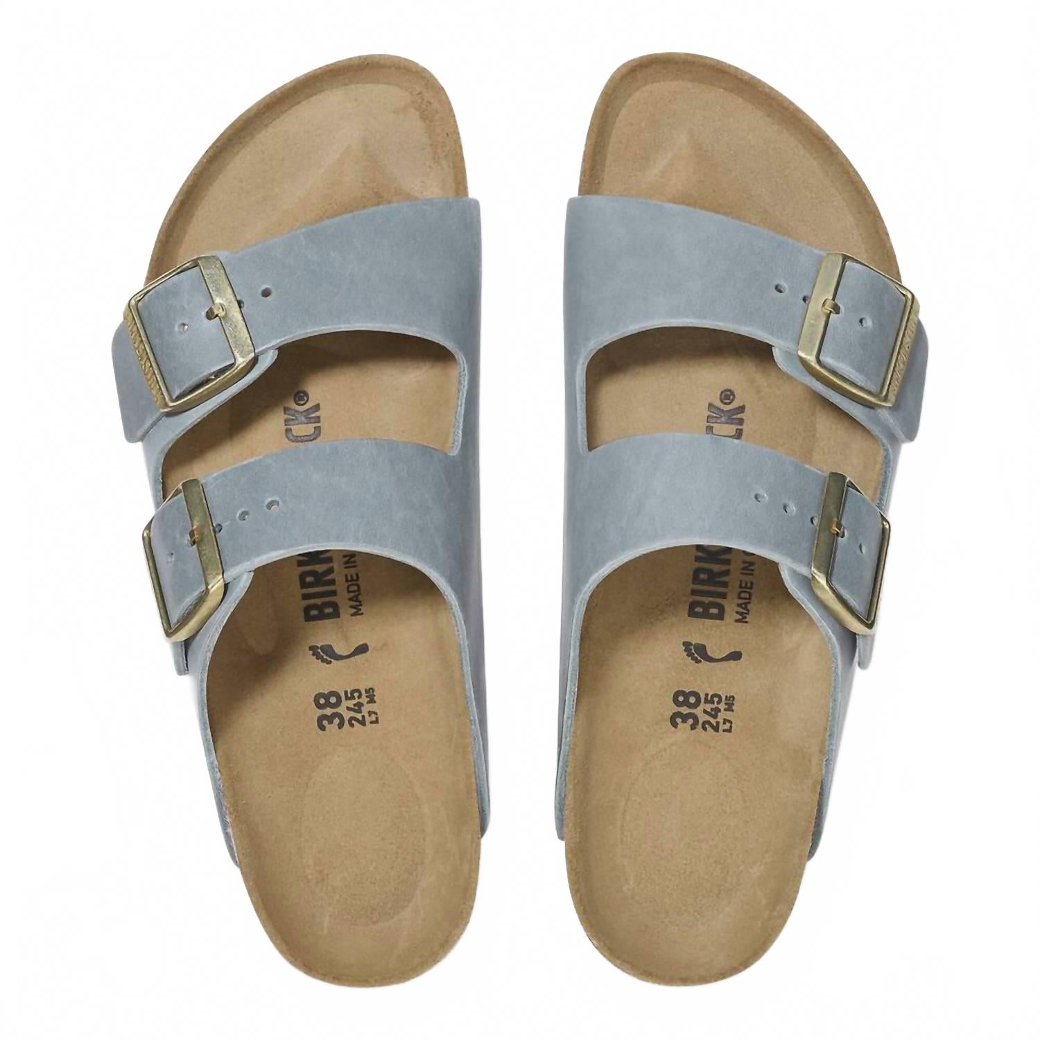 Unisex Arizona Oiled Leather Sandal In Basalt Grey - Image 2