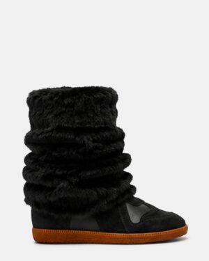 MAVIS FAUX FUR BLACK SUEDE