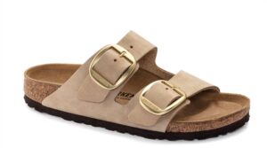 Unisex Arizona Big Buckle Nubuck Leather Sandals - Narrow In Sandcastle
