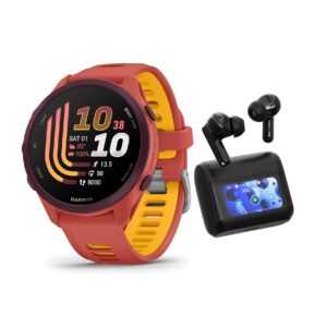 Garmin Forerunner 170 Music GPS Running Smartwatch (Red Pink/Mango) Bundle with T710 Earbuds