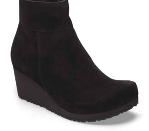 Women's Ebba Side Zip Cork Wedge Boot In Black