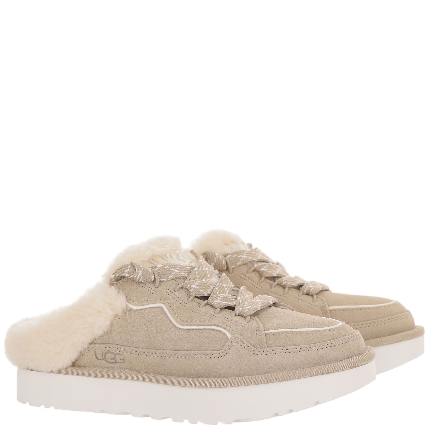Beige Lowmel Fur-Lined Suede Mules - Image 3