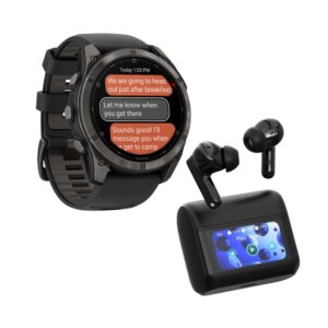 Garmin fenix 8 Pro Sapphire 51mm Smartwatch (Carbon Gray/Pebble Gray) with Earbuds Bundle