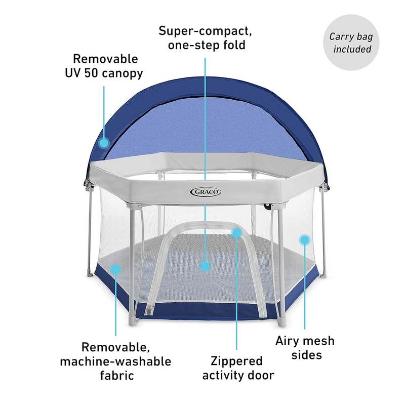 Graco Pack 'n Play Lite Traveler LX Playard with Compact Fold UV Canopy (Canyon) - Image 2